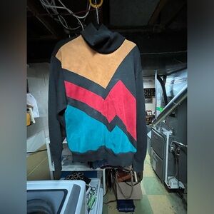 Geometric Colorblock Women's Turtleneck Sweater